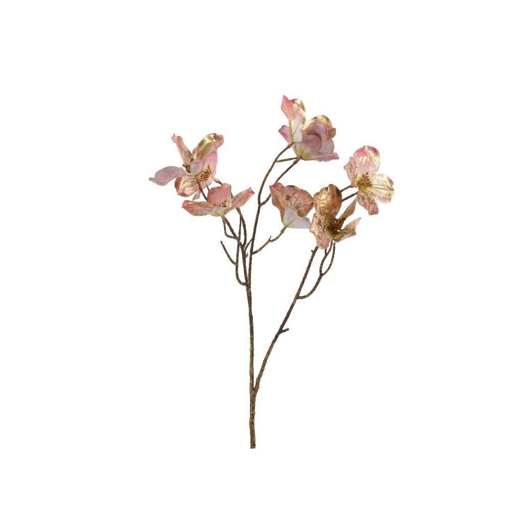 RAMO FIORI RUBRA ROSA E ORO H.75CM.